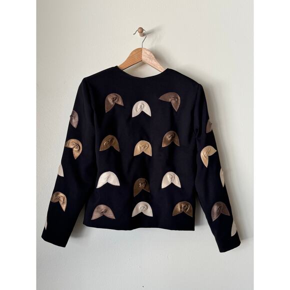 Vintage Metallic Leather Fortune Cookie Appliqué Jacket - Picture 6 of 6